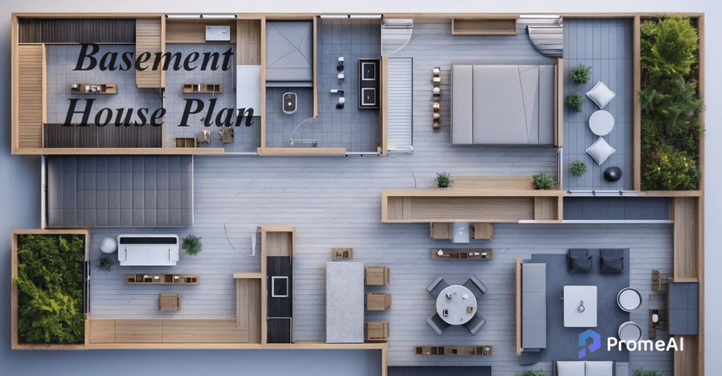 basement house plan by PromeAI