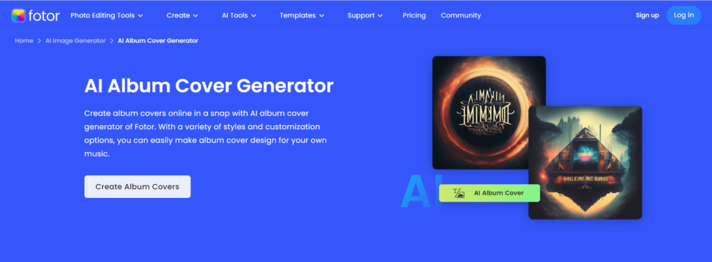 AI Album Cover Generator by Fotor